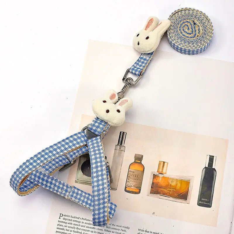 Plaid Dog & Cat Harness with Leash - Adjustable for Small Pets