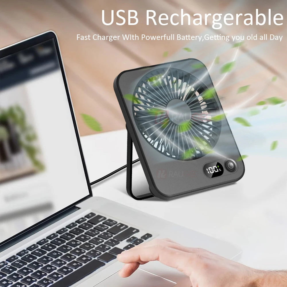 Foldable Desk Fan - 5-Speed USB Rechargeable