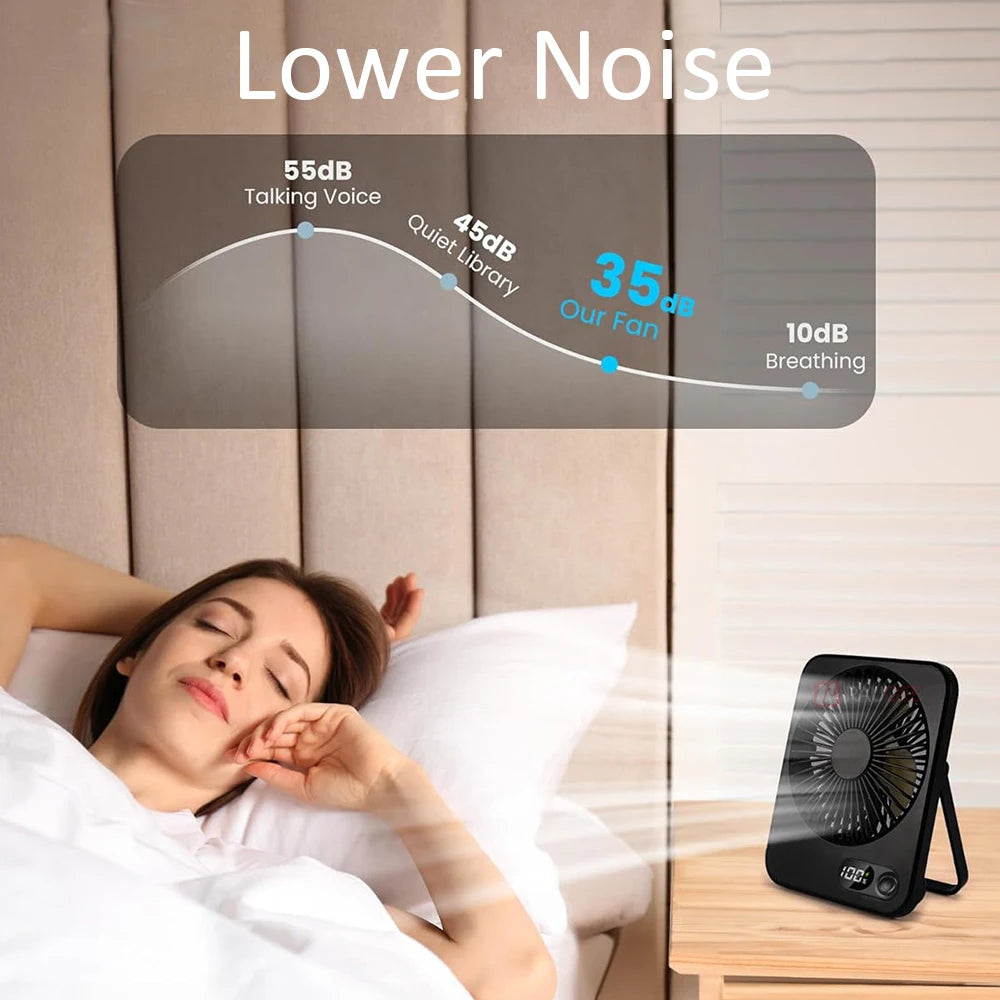Foldable Desk Fan - 5-Speed USB Rechargeable