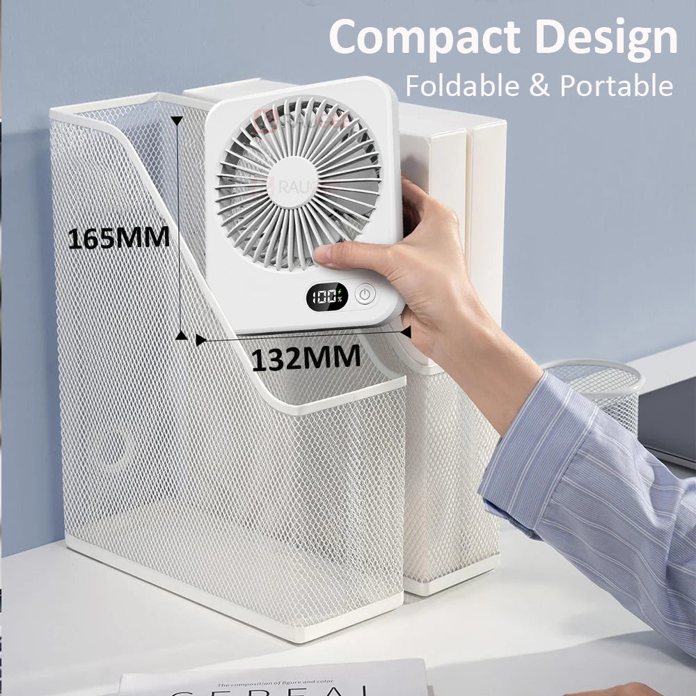 Foldable Desk Fan - 5-Speed USB Rechargeable