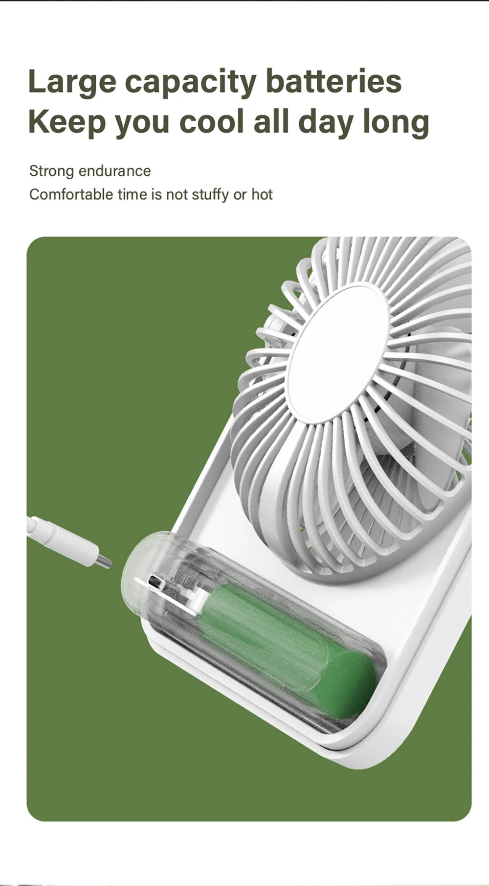 Foldable Desk Fan - 5-Speed USB Rechargeable