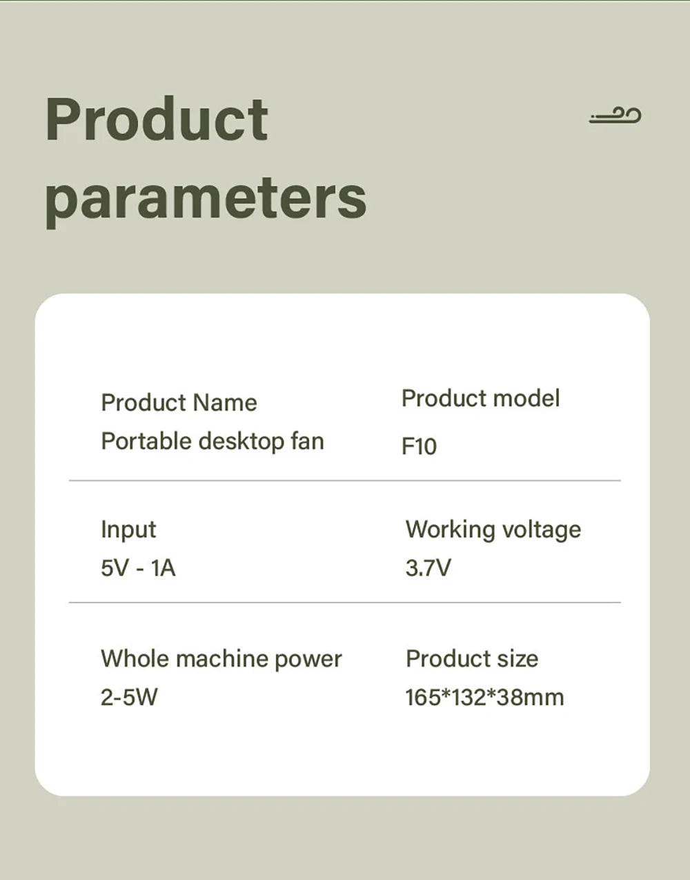 Foldable Desk Fan - 5-Speed USB Rechargeable
