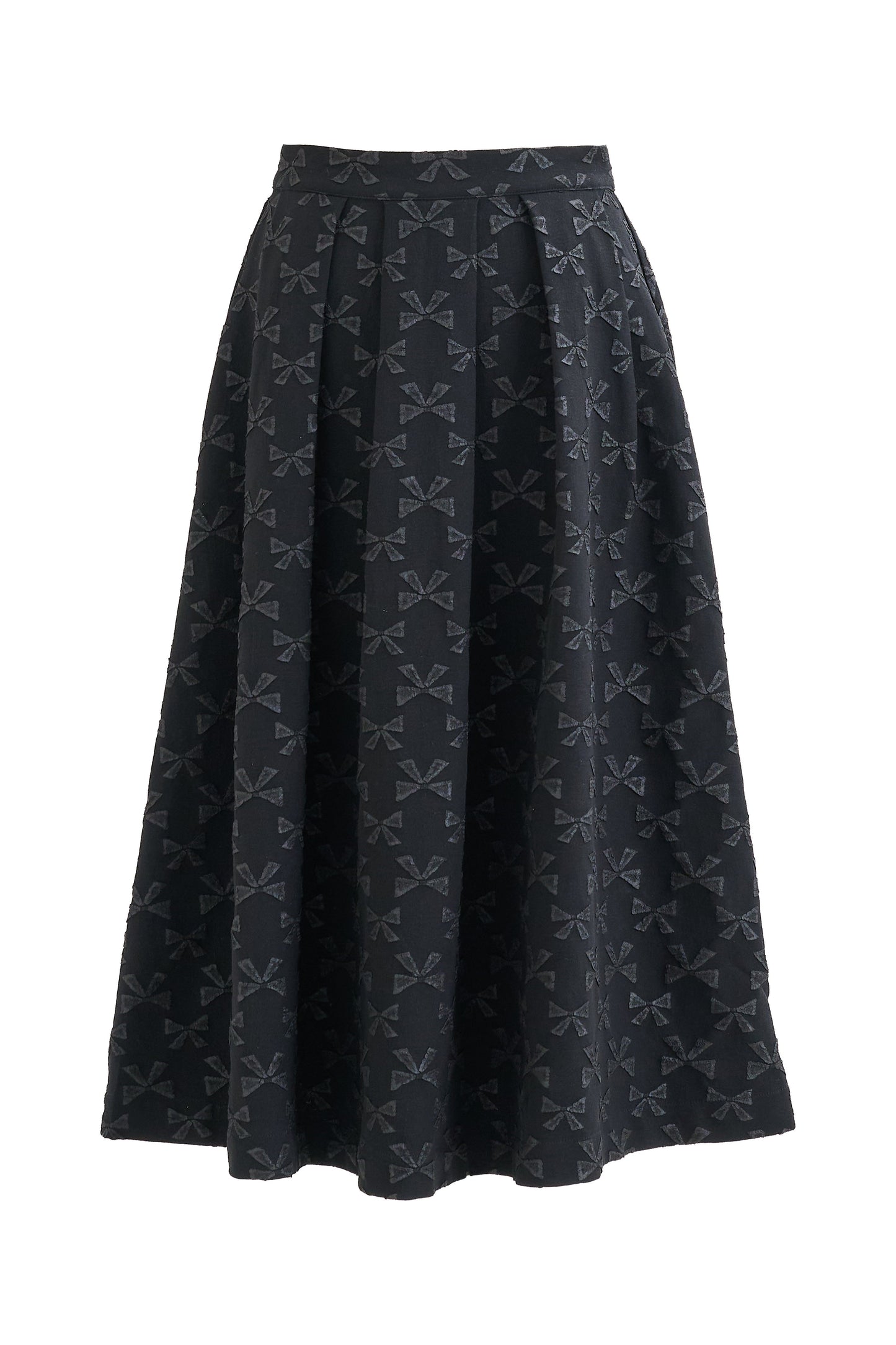 Belita Bow Black Jacquard Midi Skirt - Bascora