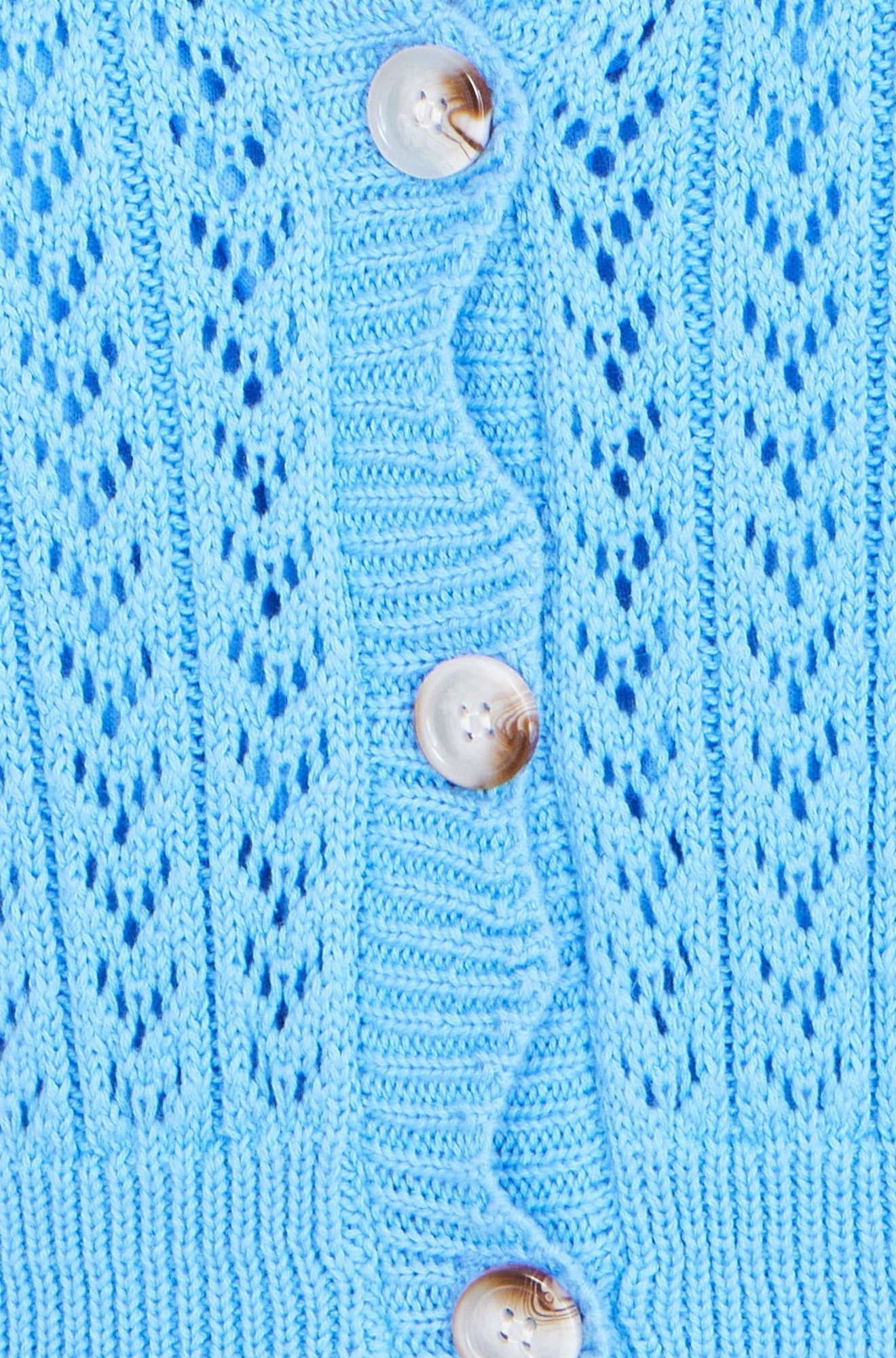 Blue Scallop Edge Crochet Knitted Midi Dress - Bascora