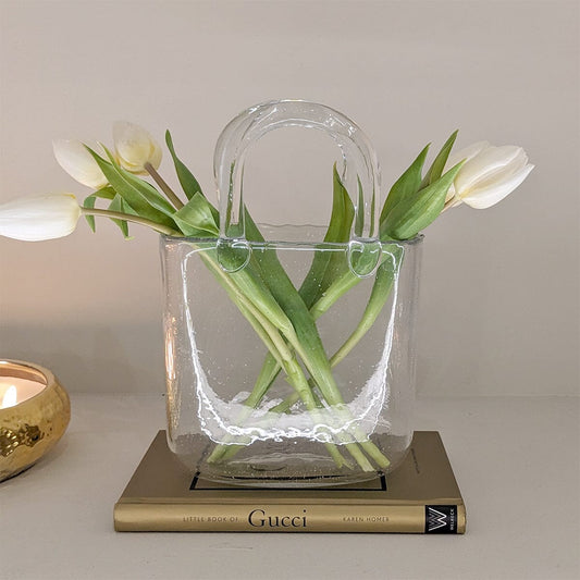 Jarrón decorativo para bolso Carina Petite de vidrio con burbujas