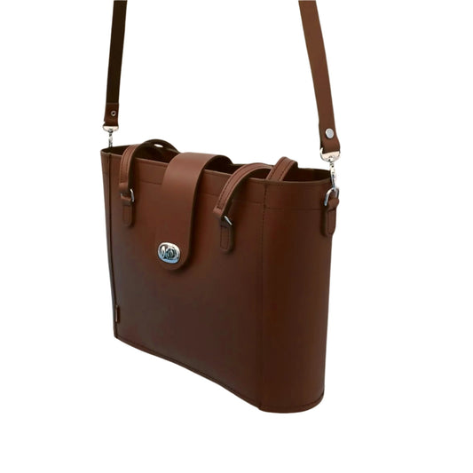 Leather Mini Twist Lock Shopper Bag – Chestnut
