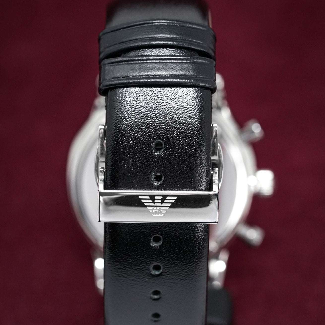Emporio Armani AR0385 Men's Chronograph Watch - Black Leather