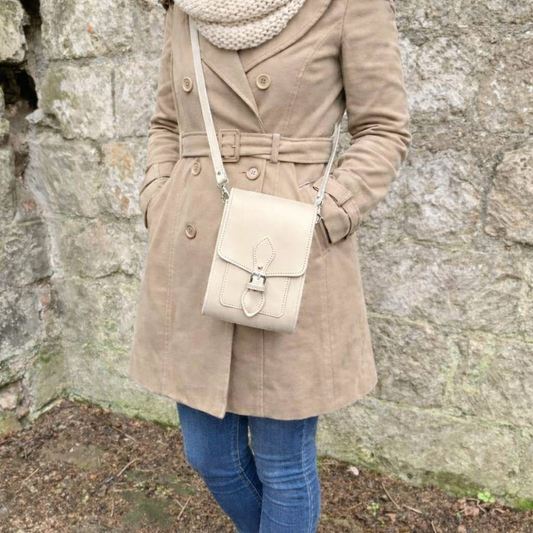 Handmade Leather Festival Phone Bag – Cream