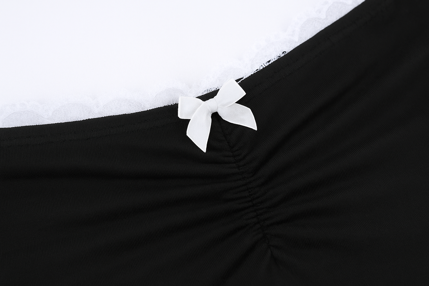Detail Shot - White Bow and Lace Trim