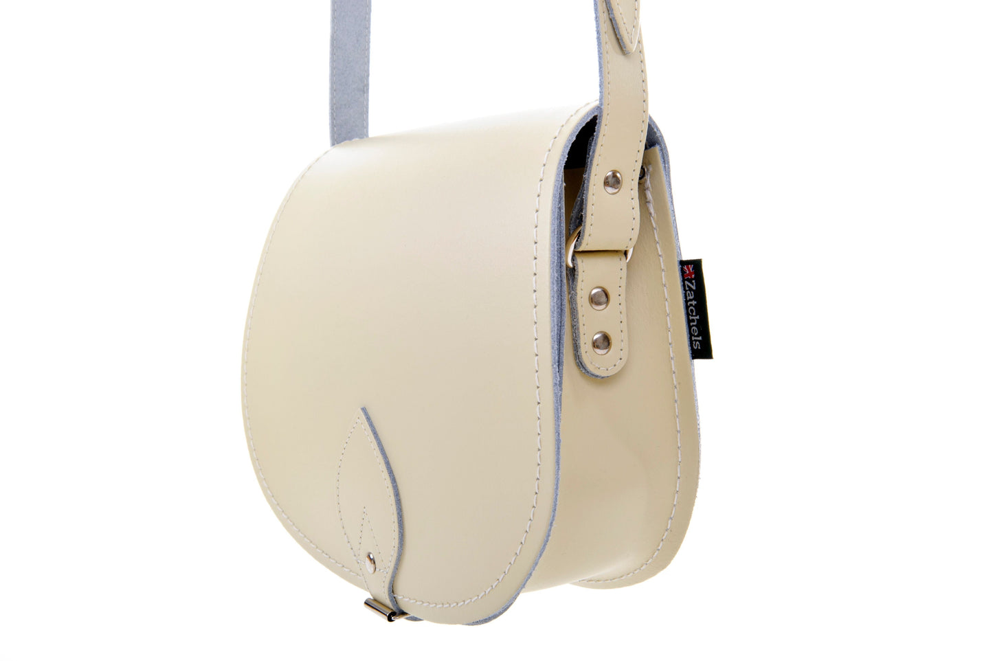 Handmade Leather Saddle Bag - Pastel Cream - Bascora