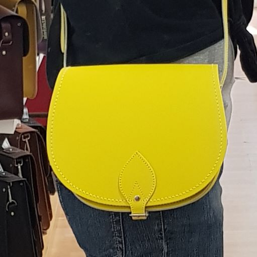 Handmade Leather Saddle Bag - Pastel Daffodil Yellow - Bascora