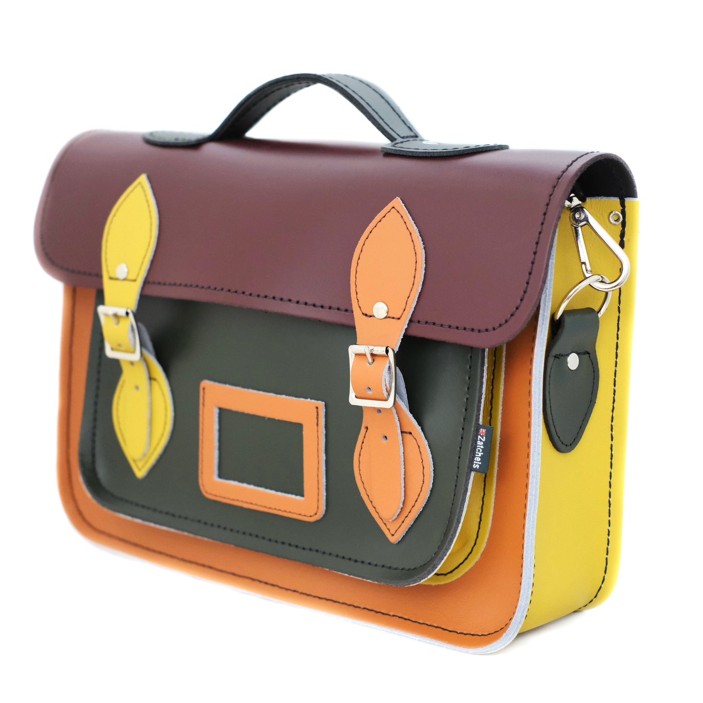 Handmade Leather Satchel - Autumnal Kaleidoscope - Bascora