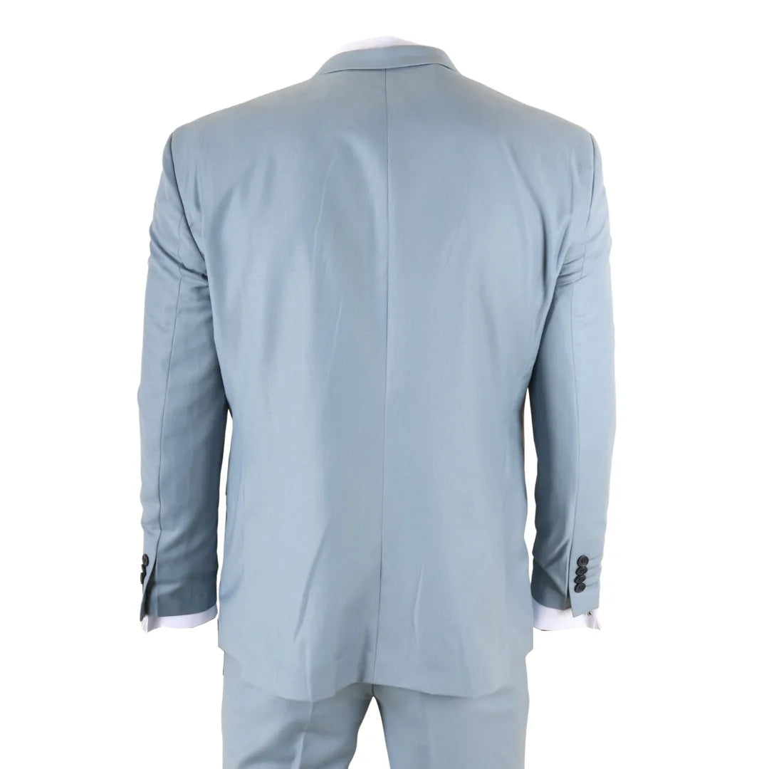 Men's Plain Turquoise Blue 3 Piece Suit