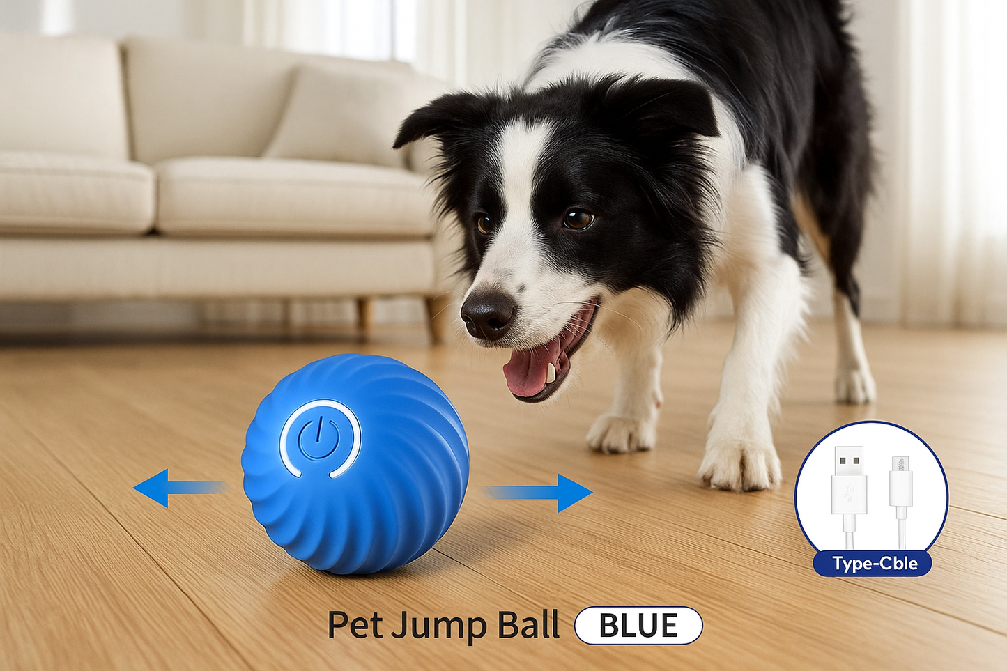 Interactive Smart Dog Ball - Blue with Obstacle Avoidance
