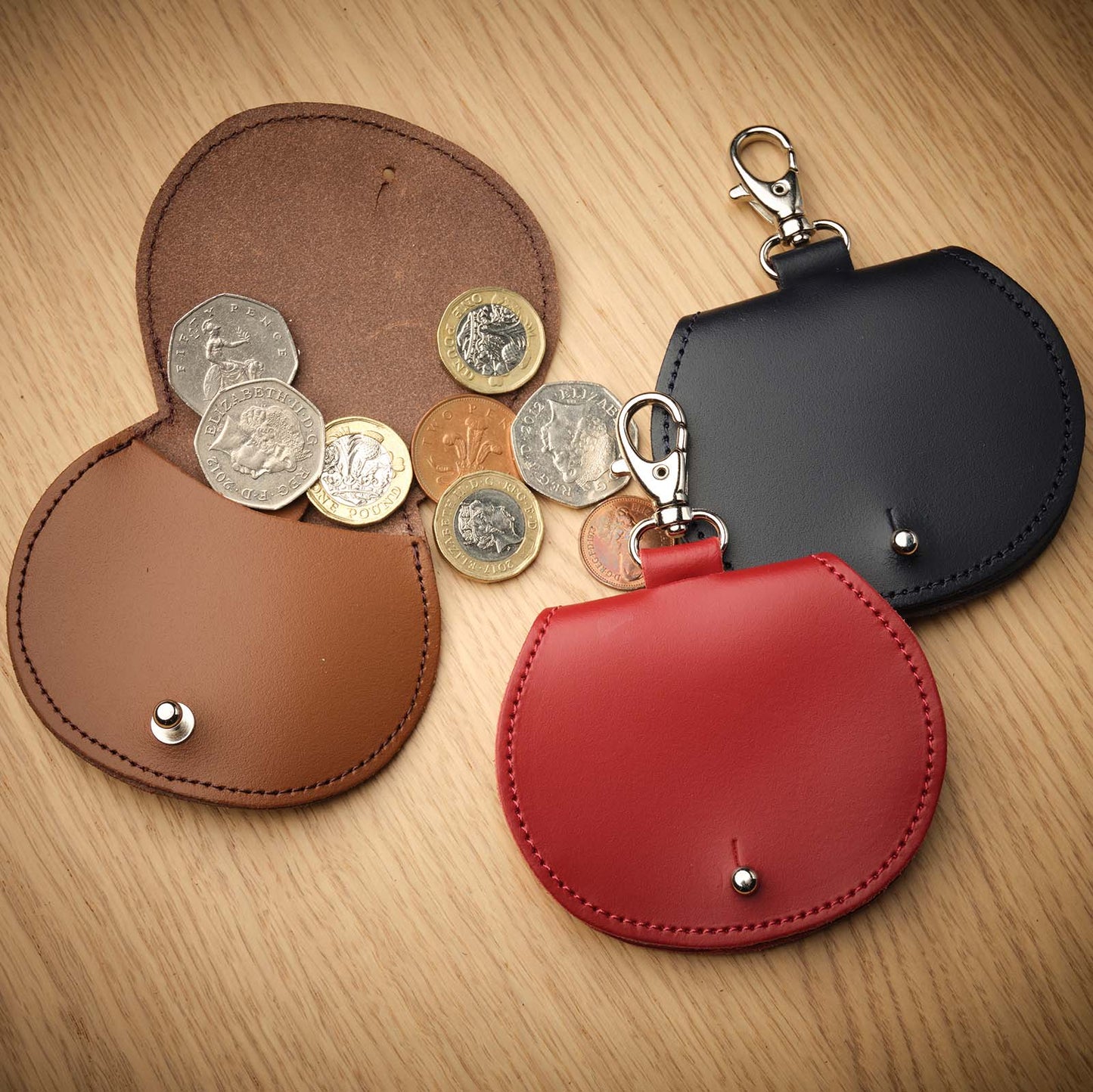 Leather Mini Saddle Bag Coin Purse Charm – Dark Brown - Bascora
