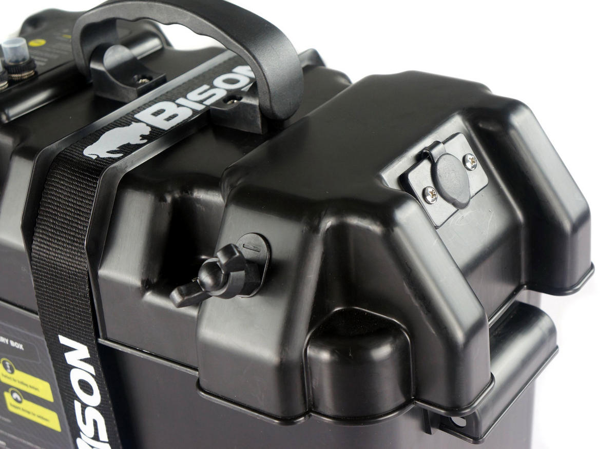 Bison Battery Box - 12V Marine Battery Power Station with Multiple Outlets - Bascora