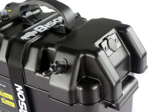 Bison Battery Box - 12V Marine Battery Power Station with Multiple Outlets - Bascora