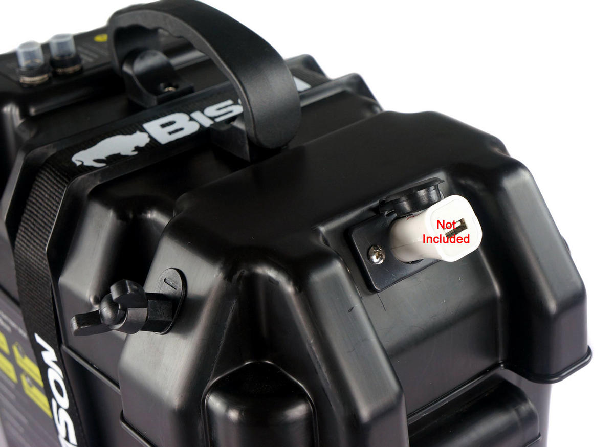 Bison Battery Box - 12V Marine Battery Power Station with Multiple Outlets - Bascora