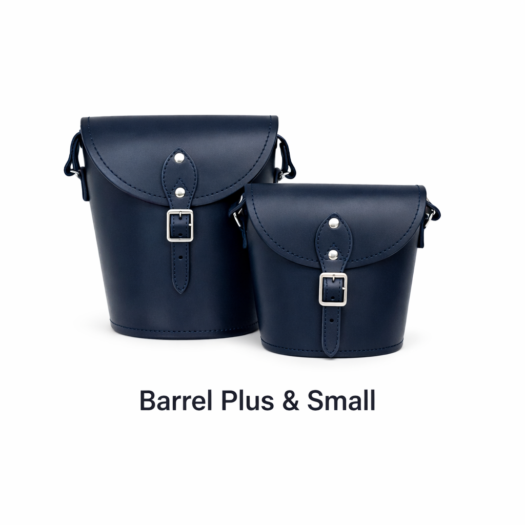 Handmade Leather Barrel Bag – Navy