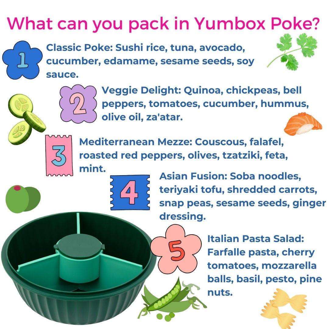 Yumbox Poke Bowl with 3 Compartment Divider - Various Colours