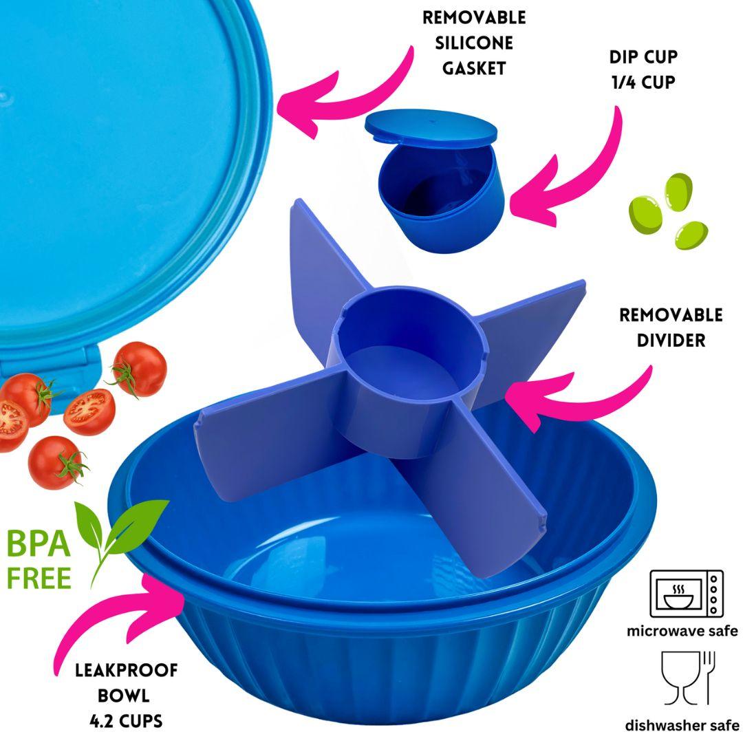 Yumbox Poke Bowl - Leakproof Salad Bowl with 4 Compartment Divider