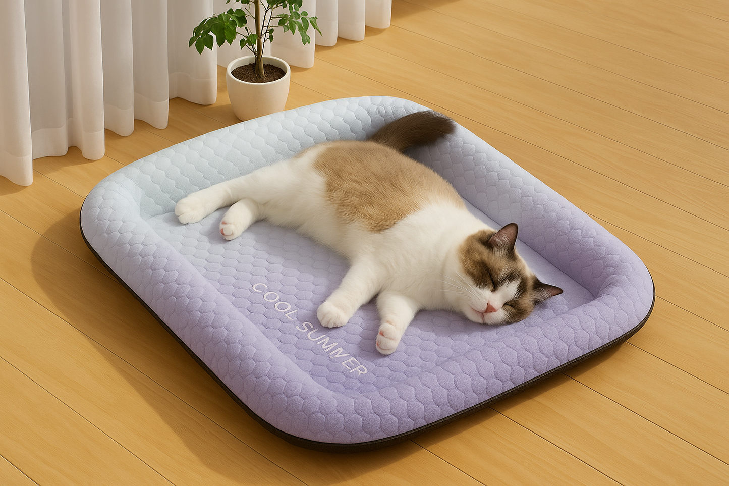Professional self-cooling pet bed with proper raised borders