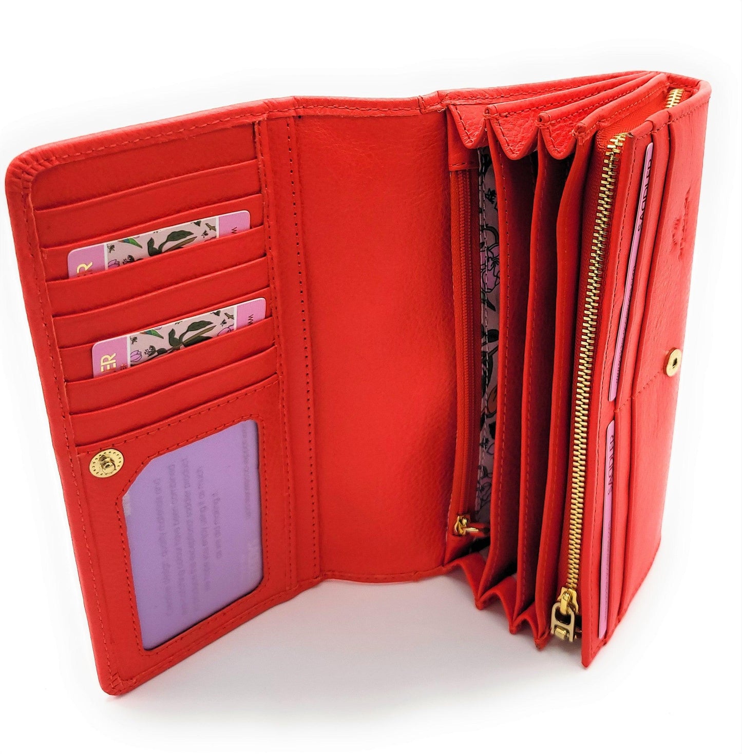 Bonnie RFID Leather Multi-Section Purse - Red