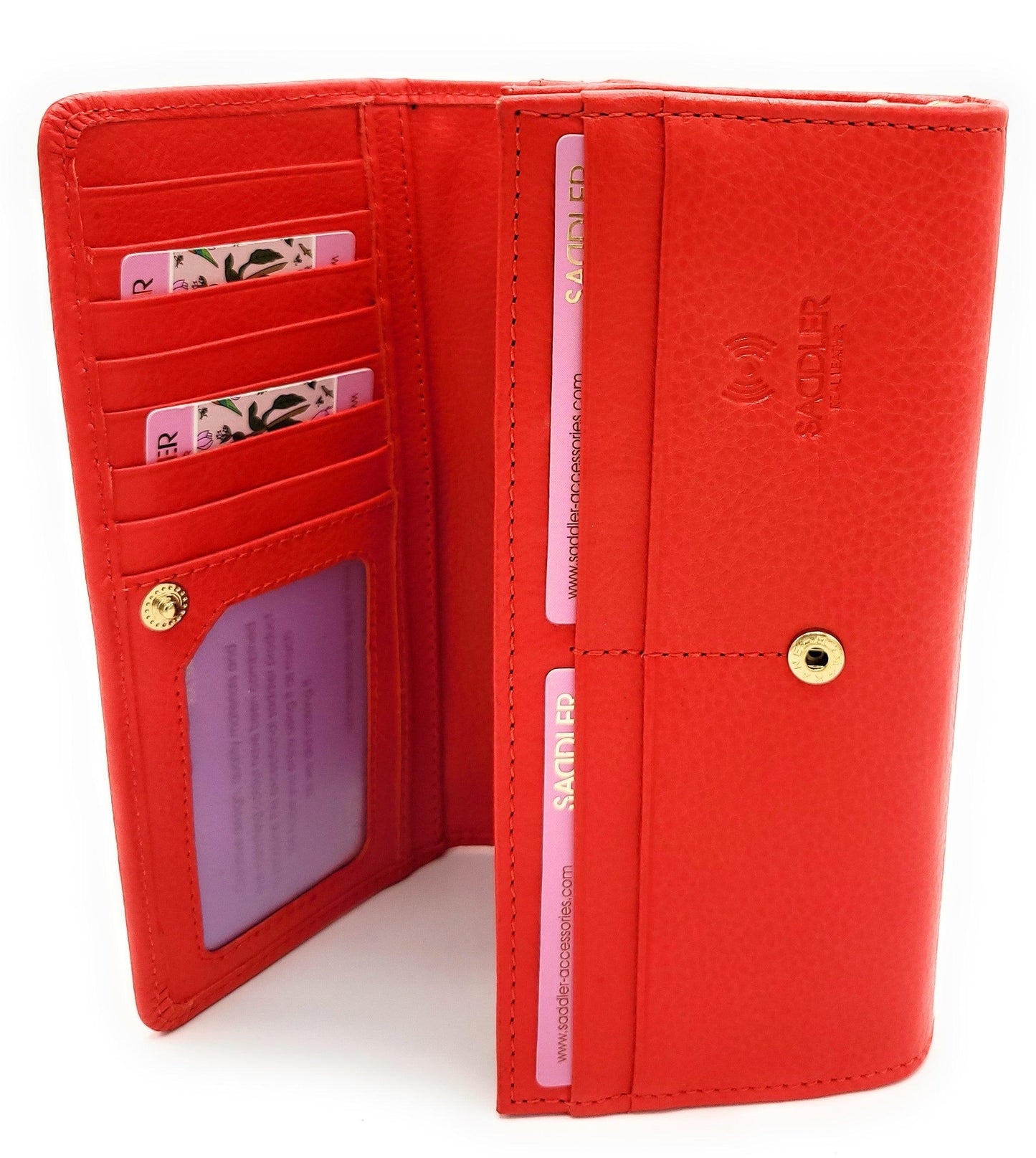 Bonnie RFID Leather Multi-Section Purse - Red