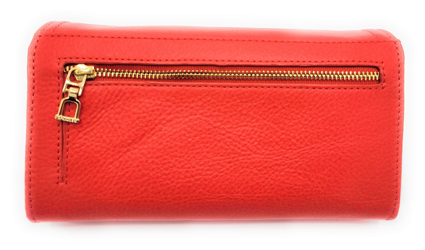 Bonnie RFID Leather Multi-Section Purse - Red