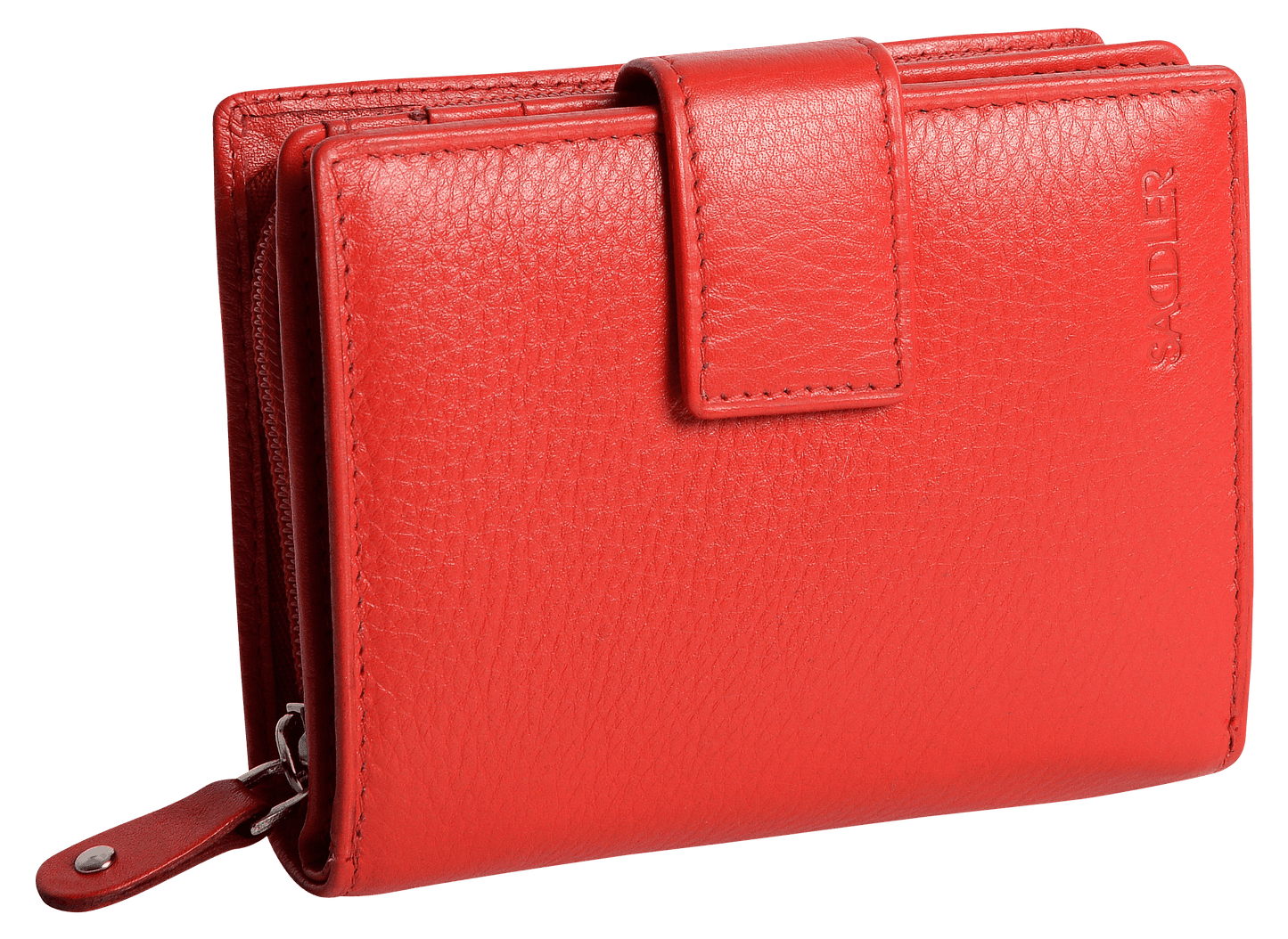 Red leather wallet on a transparent background