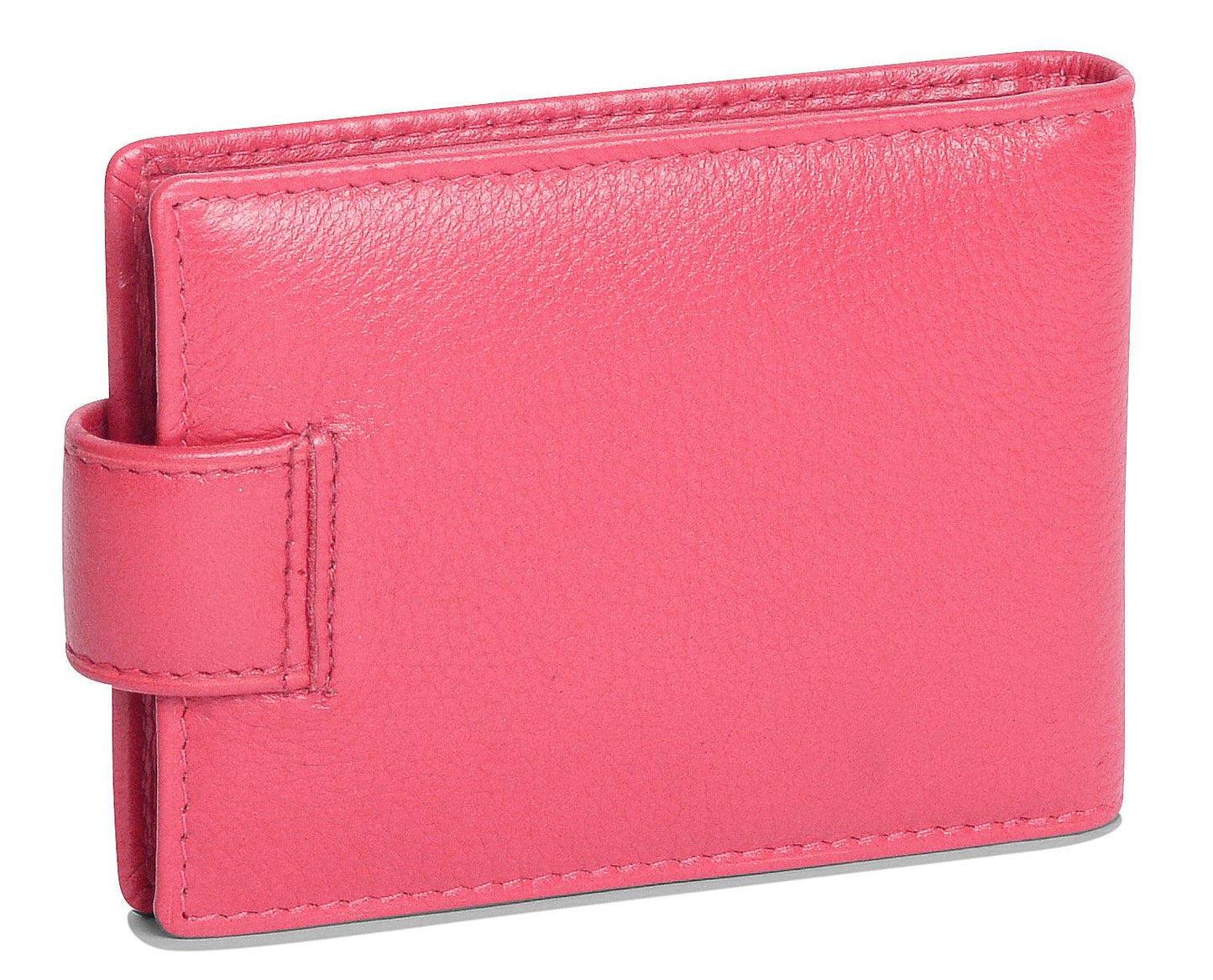 Pink leather wallet on a white background