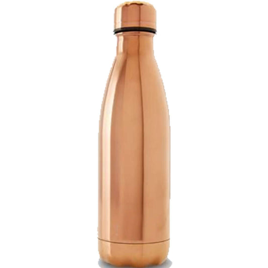 Rose gold water bottle on a white background