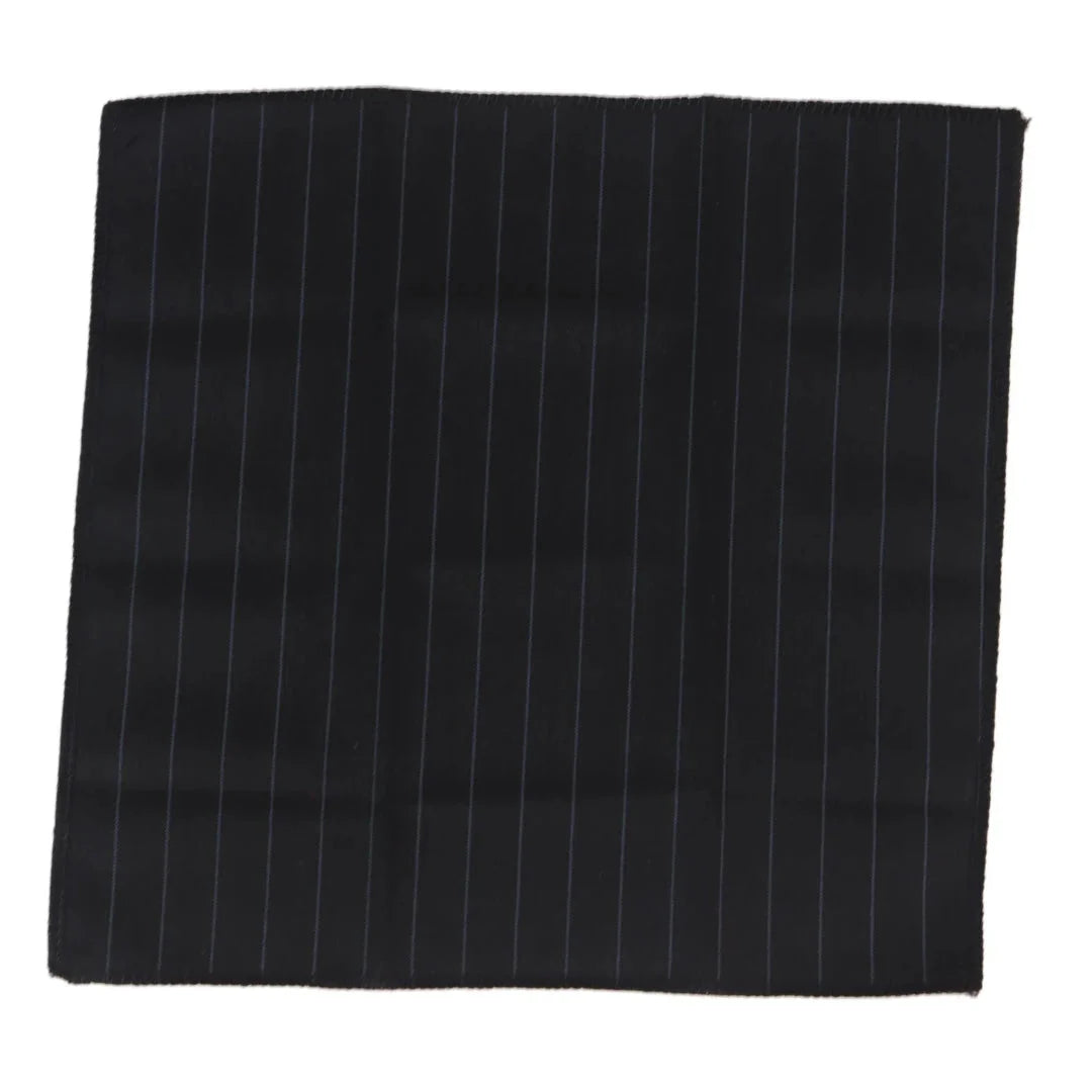 Men's Black Pin Stripe Gatsby Peaky Blinders Tie & Hankie Set by TruClothing