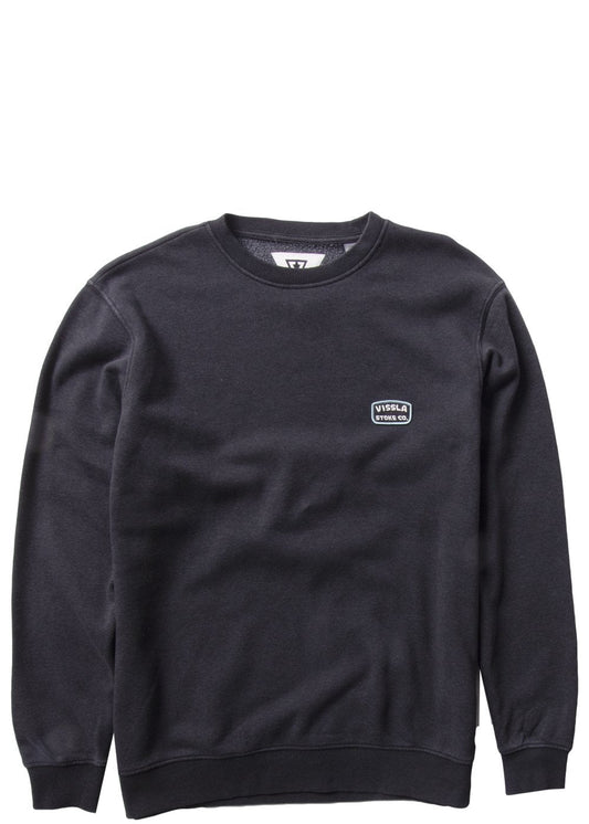 black sweatshirt with a small logo on a white background
