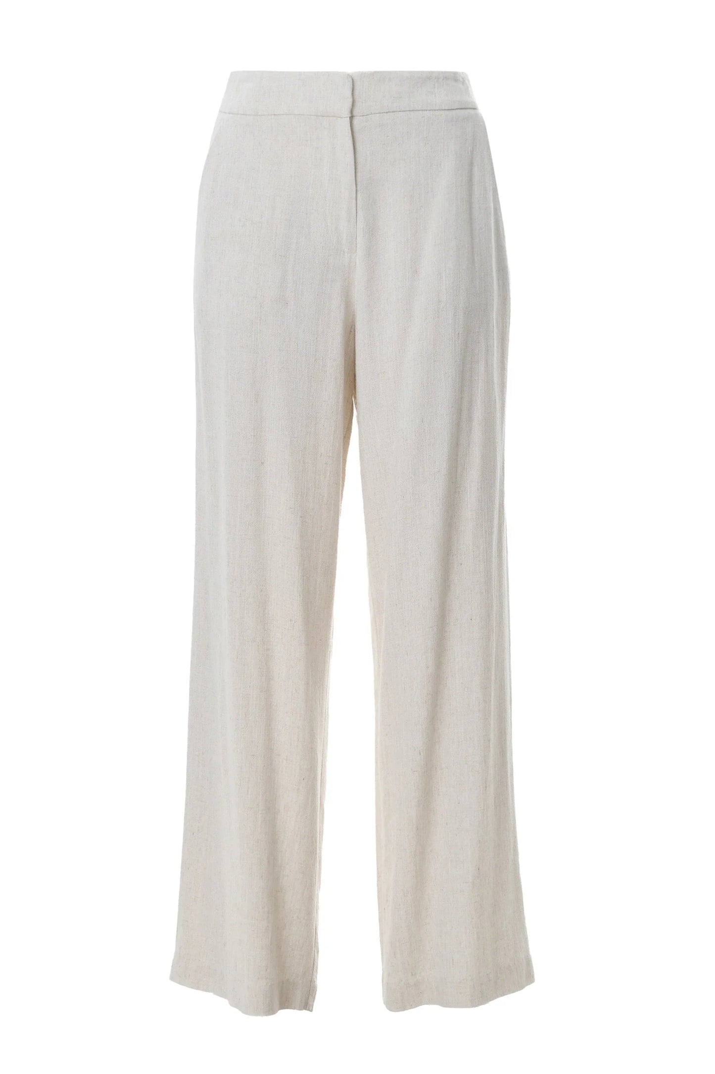 Tilde Linen Mix Straight Leg Trousers - Natural - Bascora