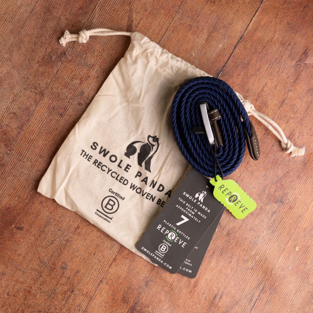 Swole Panda Recycled Woven Belt in Cream