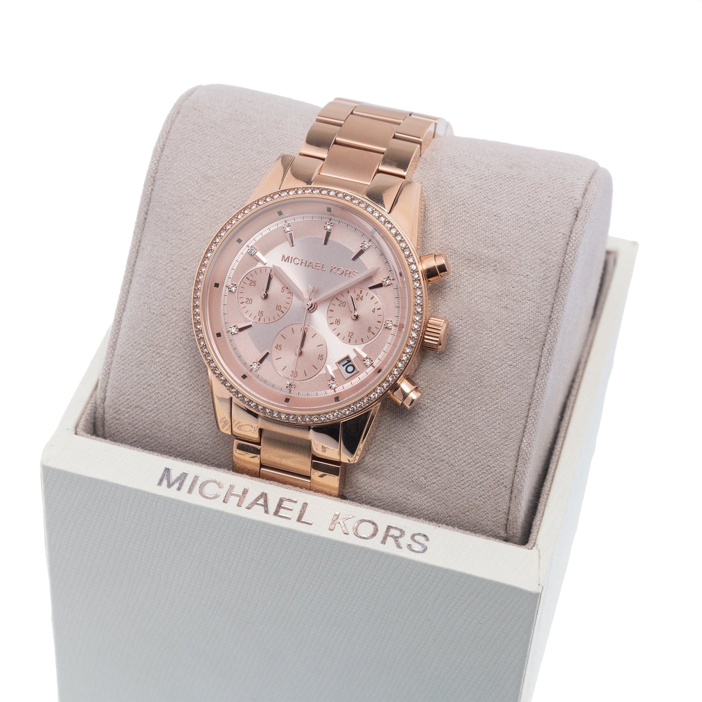 Michael Kors MK6357 Ladies RITZ Rose Gold Chronograph Watch