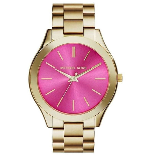 Reloj Michael Kors MK3264 Slim Runway dorado y rosa para mujer