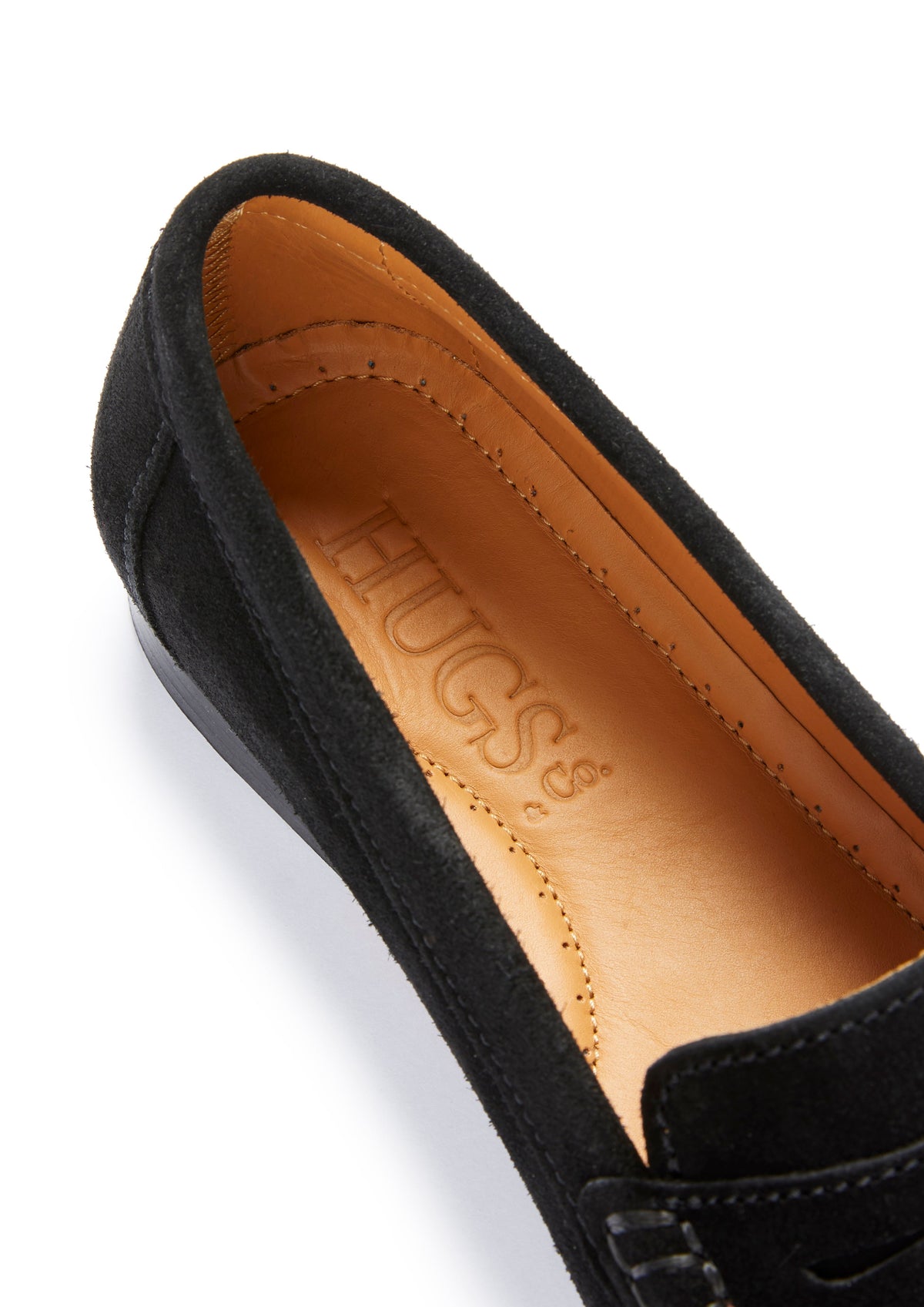Hugs & Co. Women's Black Suede Leather-Sole Penny Loafers