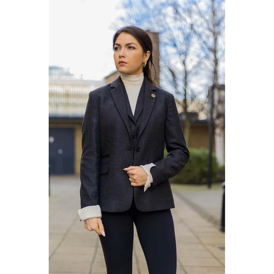 TruClothing Women's Black Tweed Herringbone Blazer and Waistcoat Set