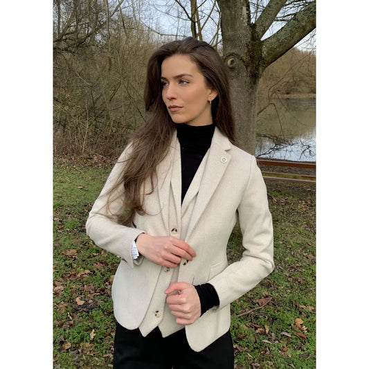 TruClothing Women's Cream Wool Blend Tweed Blazer and Waistcoat Set