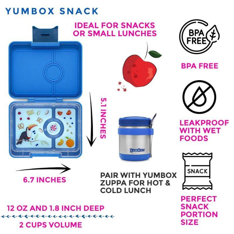 Yumbox Snack 3 Compartment Bento Lunch Box - Leakproof