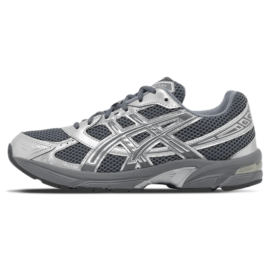 Gray and silver running shoe on a transparent background