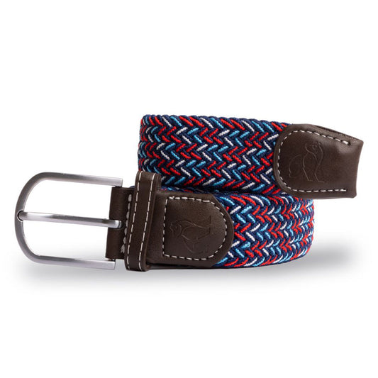Swole Panda Recycled Woven Belt in Blue, Red and White Dot