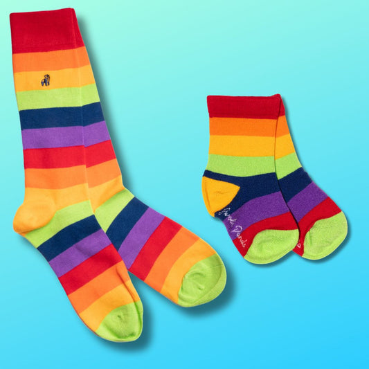 Rainbow Stripe Matching Bamboo Socks – Adult & Child