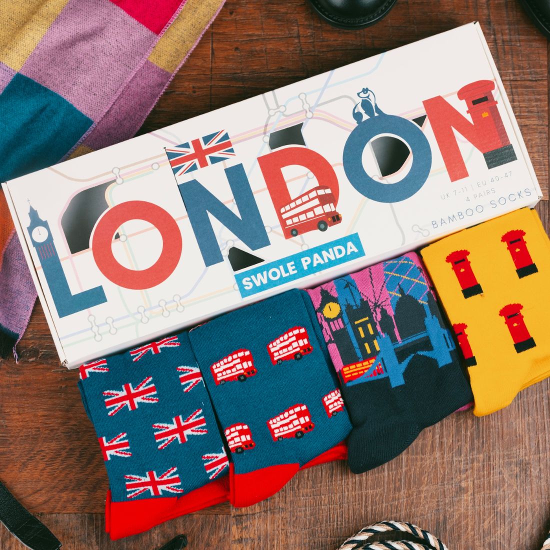 Swole Panda London Bamboo Sock Gift Box — 4 Pairs