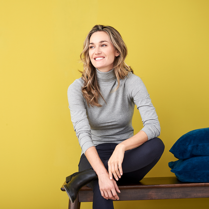 Organic Long Sleeve Stretch Turtleneck T-shirt — Womens
