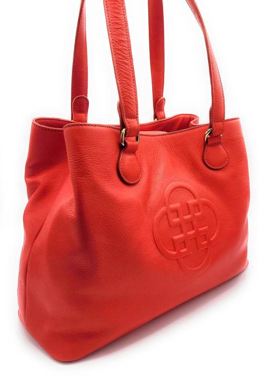 Rosie Leather Twin Strap Shoulder Bag - Red