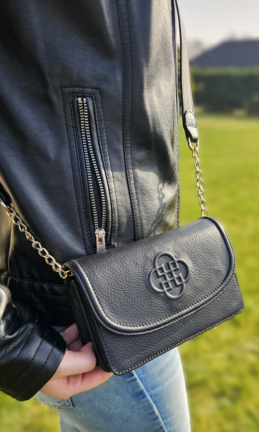 Heidi Leather Designer Clutch - Black