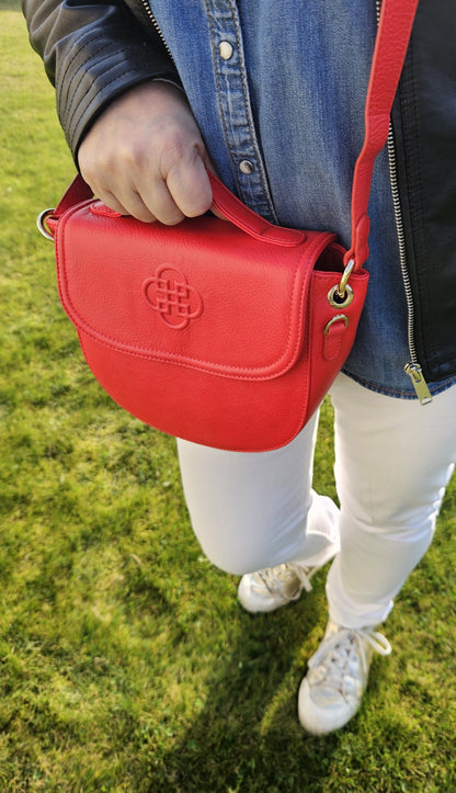 Mia Leather Designer Handbag - Red